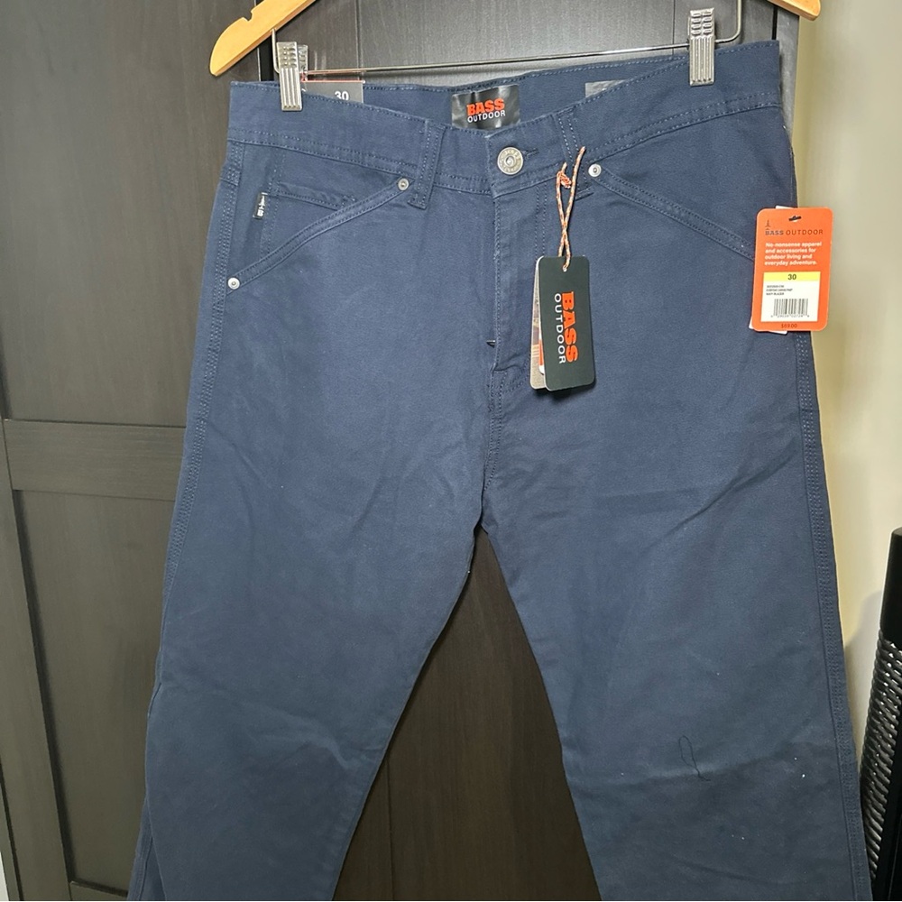 BNWT NEW BASS OUTDOOR EVERYDAY CANVAS SLIM STRAIGHT PANT NAVY BLUE 30X32 MSRP$69